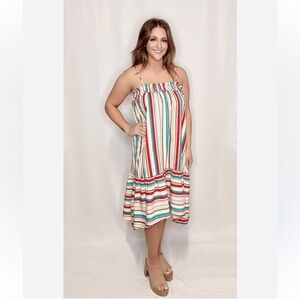 Umgee Striped Multicolor Sleeveless Dress NWT